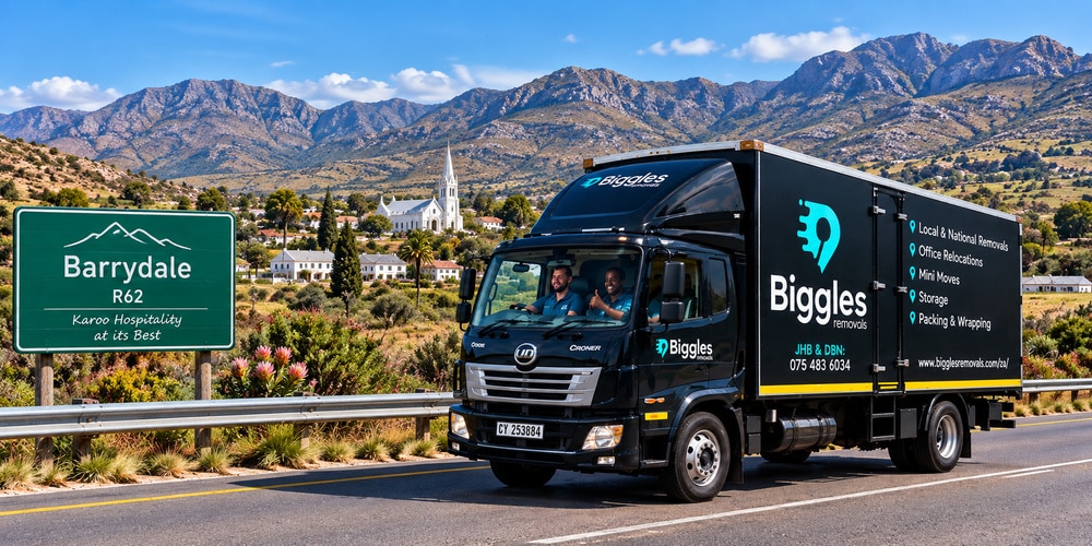 Biggles Removals truck on the R62 at Barrydale, furniture removals in Barrydale and the Tradouw Valley