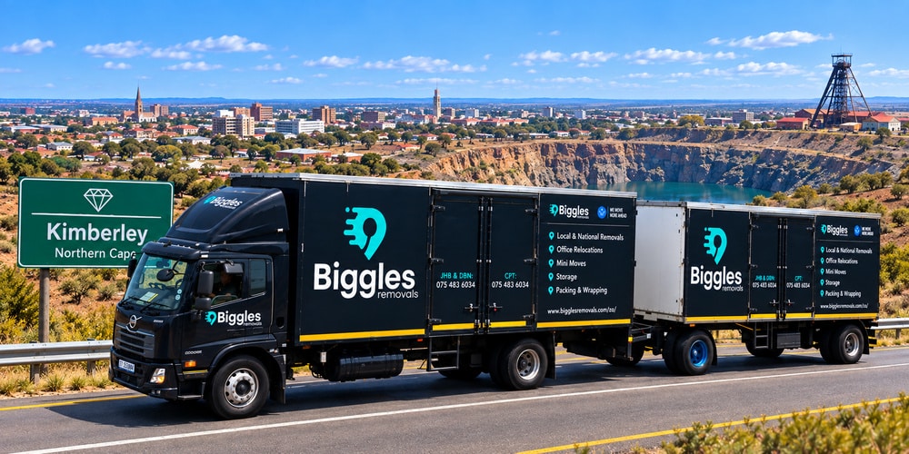 Biggles Removals truck above the Big Hole at Kimberley, furniture removals in Kimberley and the Northern Cape