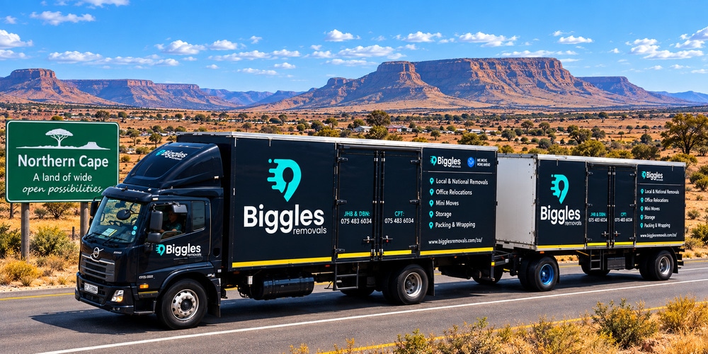 Biggles Removals truck and trailer in the Northern Cape, furniture removals in Kimberley, Upington and the Karoo